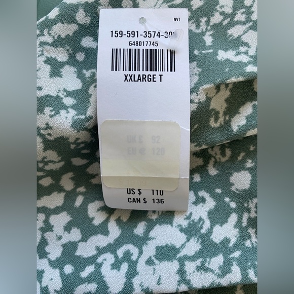 New Without Tags Abercrombie & Fitch Rouched Mini Dress in sage green print XXLT - Picture 3 of 7